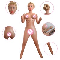 Custom high quality open mouth Silicone head blonde hair PVC inflatable sex doll for men